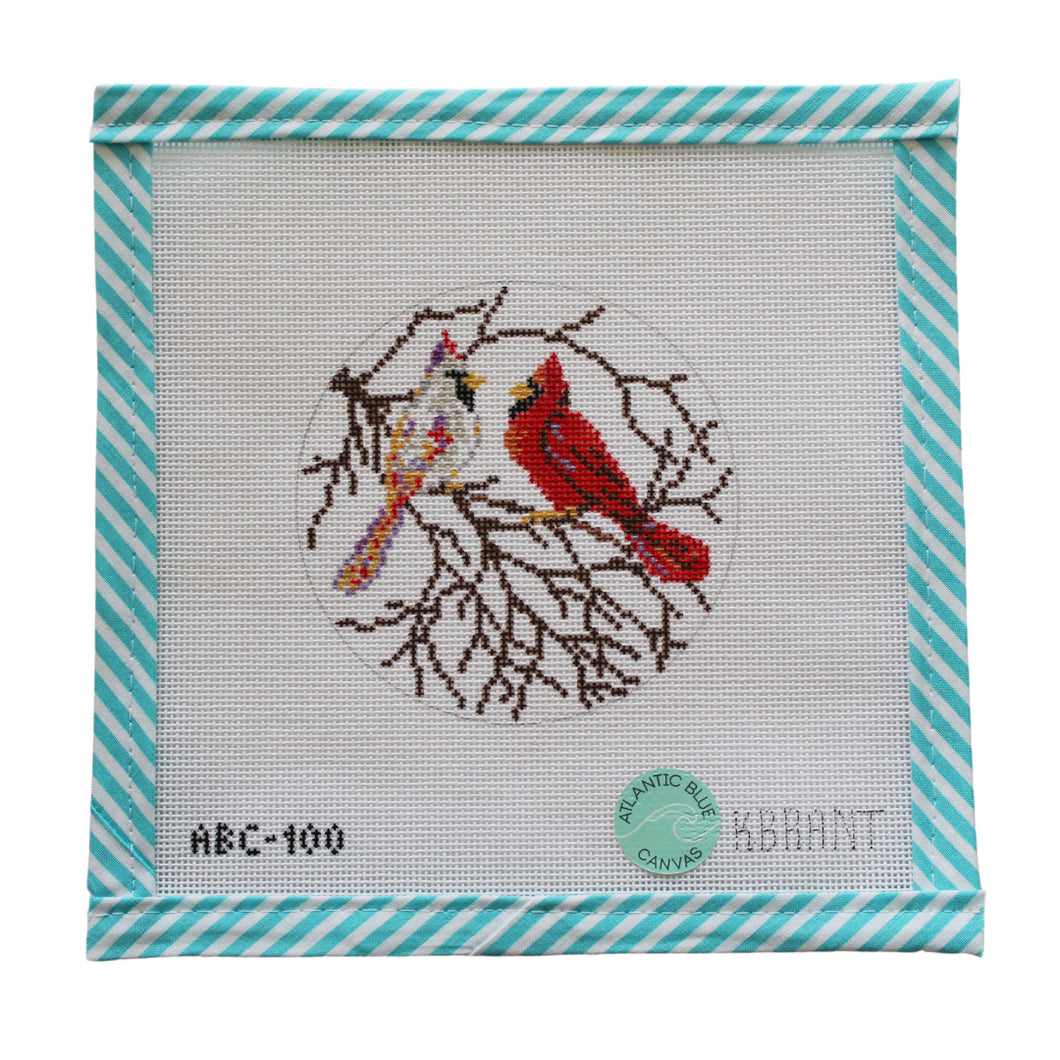 Snowy Cardinals - Atlantic Blue Canvas