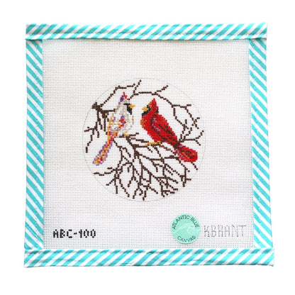 Snowy Cardinals - Atlantic Blue Canvas