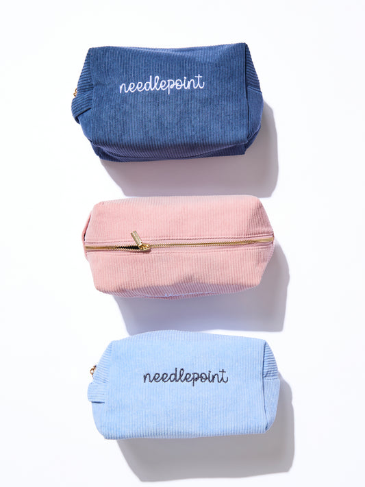 'needlepoint' Embroidered Corduroy Project Bag - Rose