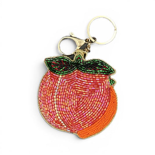 Peach Beaded Bag Charm
