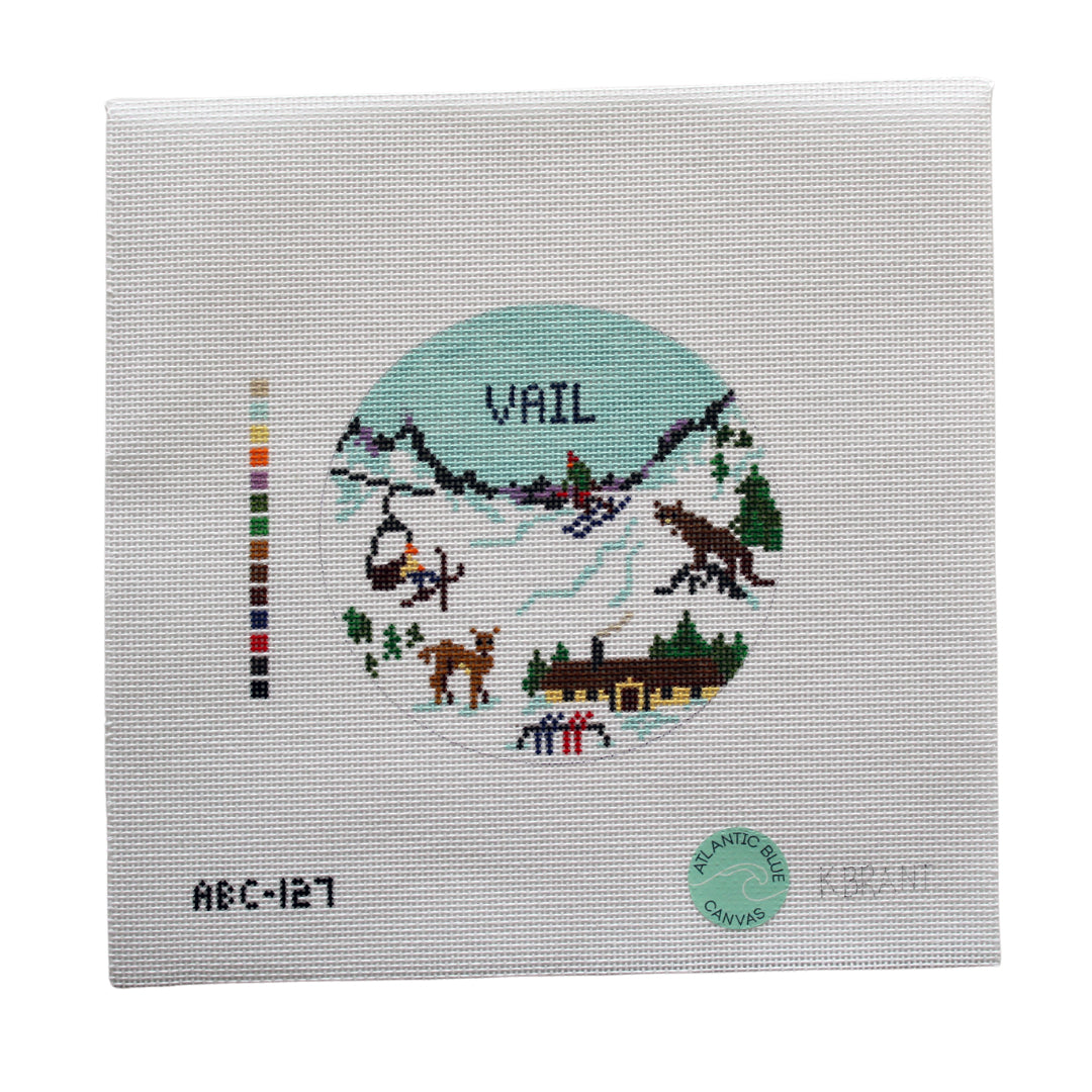 Vail - Ski Mountain Travel Round - Atlantic Blue Canvas