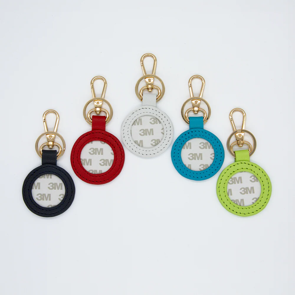 Self-Finishing Leather Key Fob - Aqua