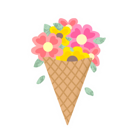 Floral Ice Cream Sticker