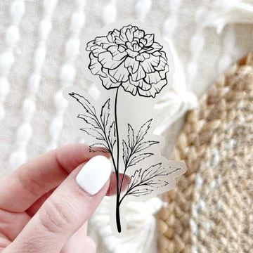 October Birth Month Flower Sticker: Marigold