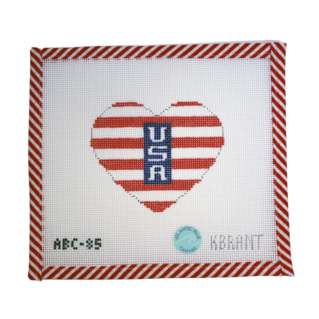 Red, White & Blue USA Heart - Atlantic Blue Canvas