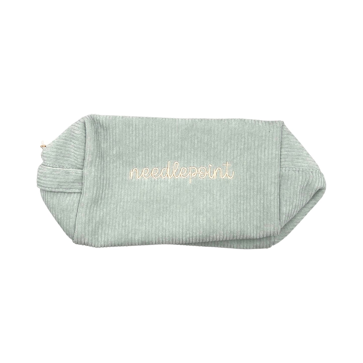'needlepoint' Embroidered Corduroy Project Bag - Glacier