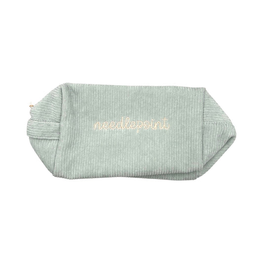 'needlepoint' Embroidered Corduroy Project Bag - Glacier