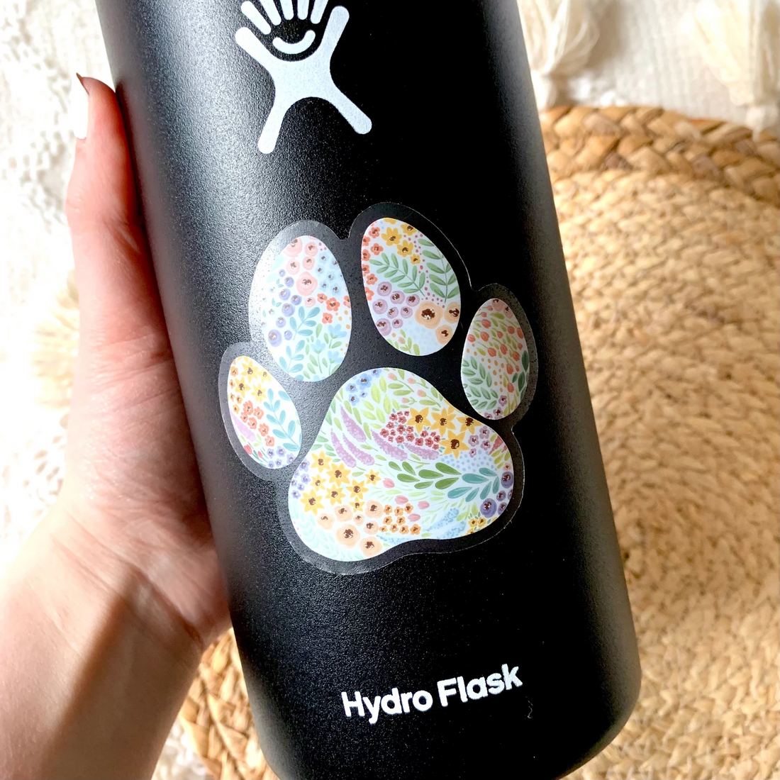 Floral Paw Print Sticker
