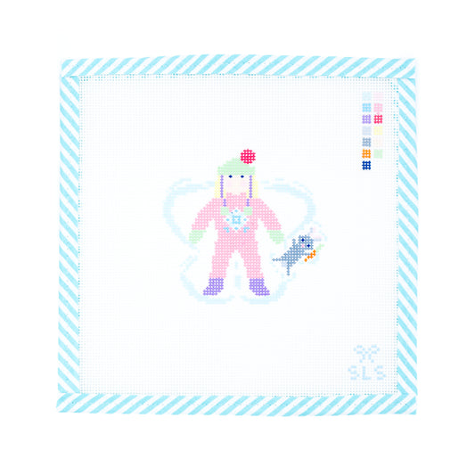 Snow Angel Girl with Bunny