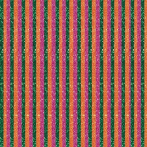 Showgirl Striped Fabric - Orange/Mint/Purple Glitter - 8x8