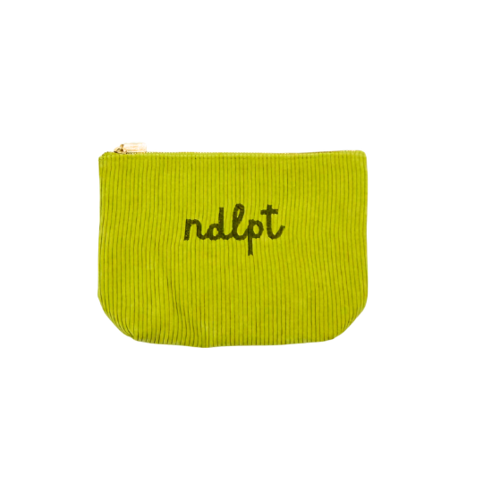 'ndlpt' Embroidered Corduroy Small Project Pouch - Chartreuse