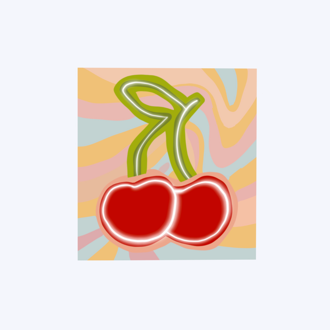Cherry (アクリルアート) Neon Cherry Sticker – Atlantic Blue Canvas