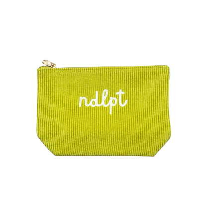 'ndlpt' Embroidered Corduroy Small Project Pouch - Chartreuse