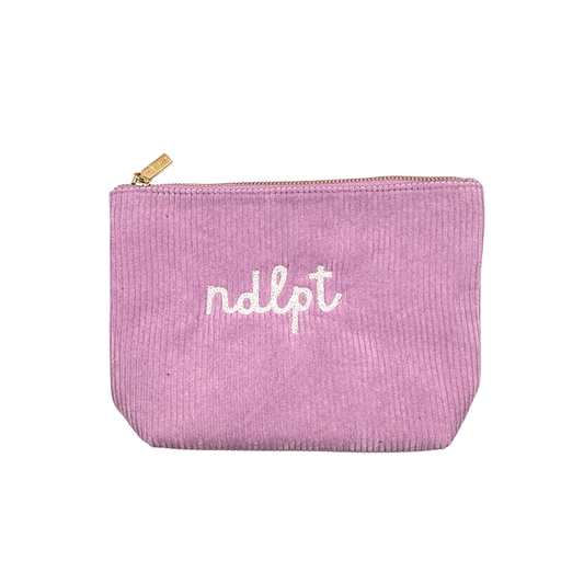 'ndlpt' Embroidered Corduroy Small Project Pouch - Lilac