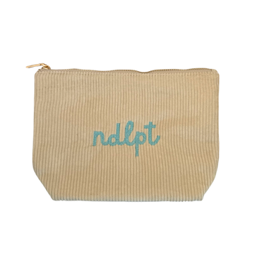 'ndlpt' Embroidered Corduroy Project Pouch - Almond