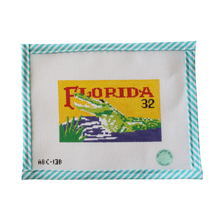 Load image into Gallery viewer, Florida Alligator - 18 mesh - Atlantic Blue Canvas
