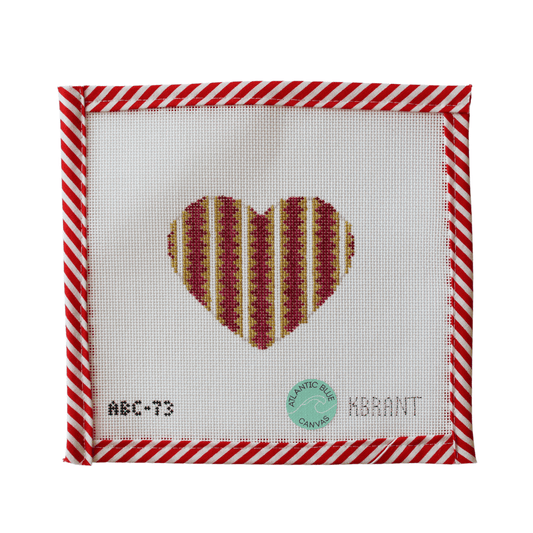 Striped Gold Heart - Fuchsia - Atlantic Blue Canvas