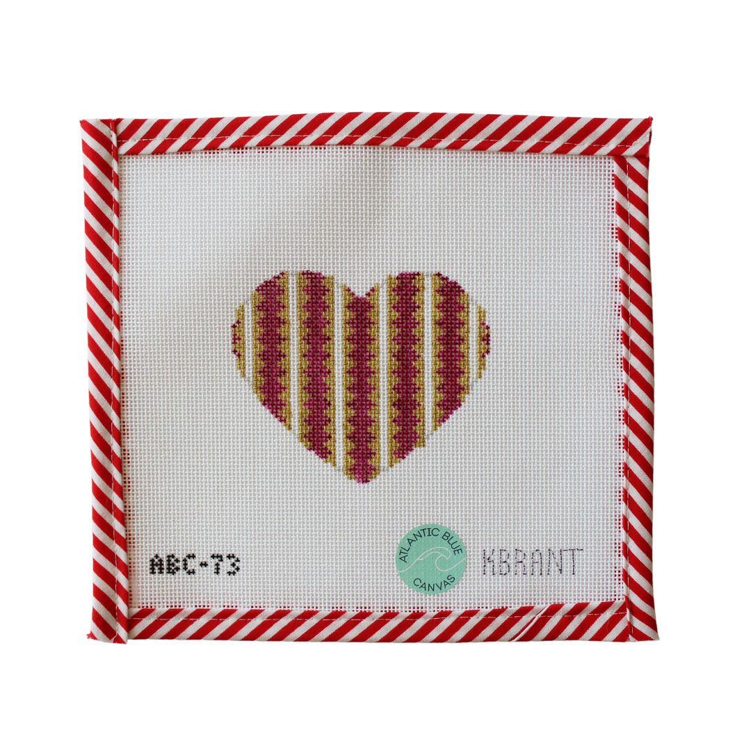 Striped Gold Heart - Fuchsia