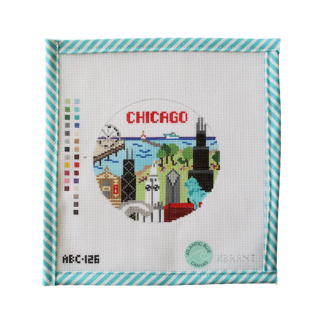 Chicago Travel Round - Atlantic Blue Canvas