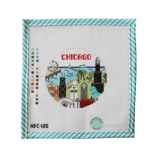 Chicago Travel Round - Atlantic Blue Canvas