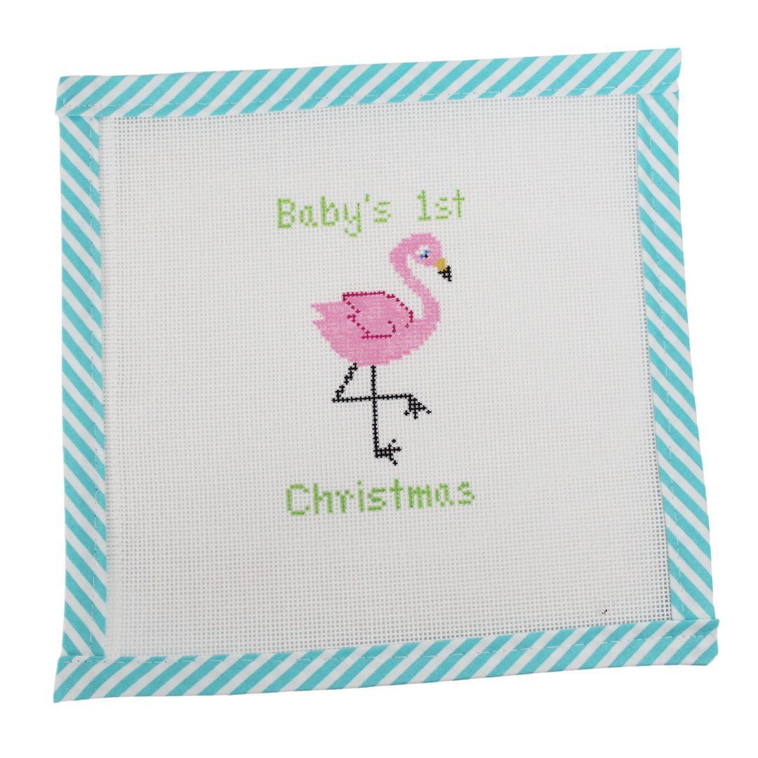 Baby Flamingo Christmas - Atlantic Blue Canvas