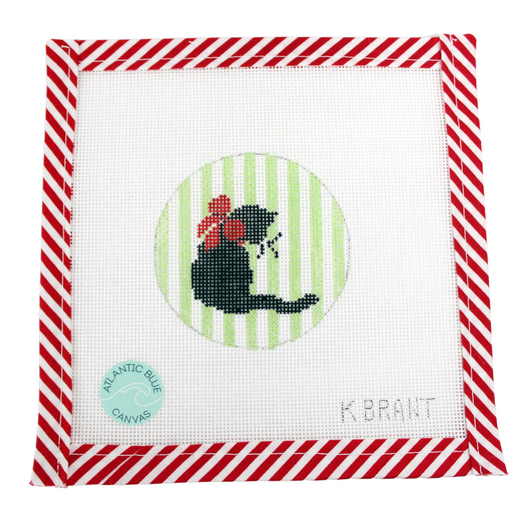 Holiday Cat Striped Round