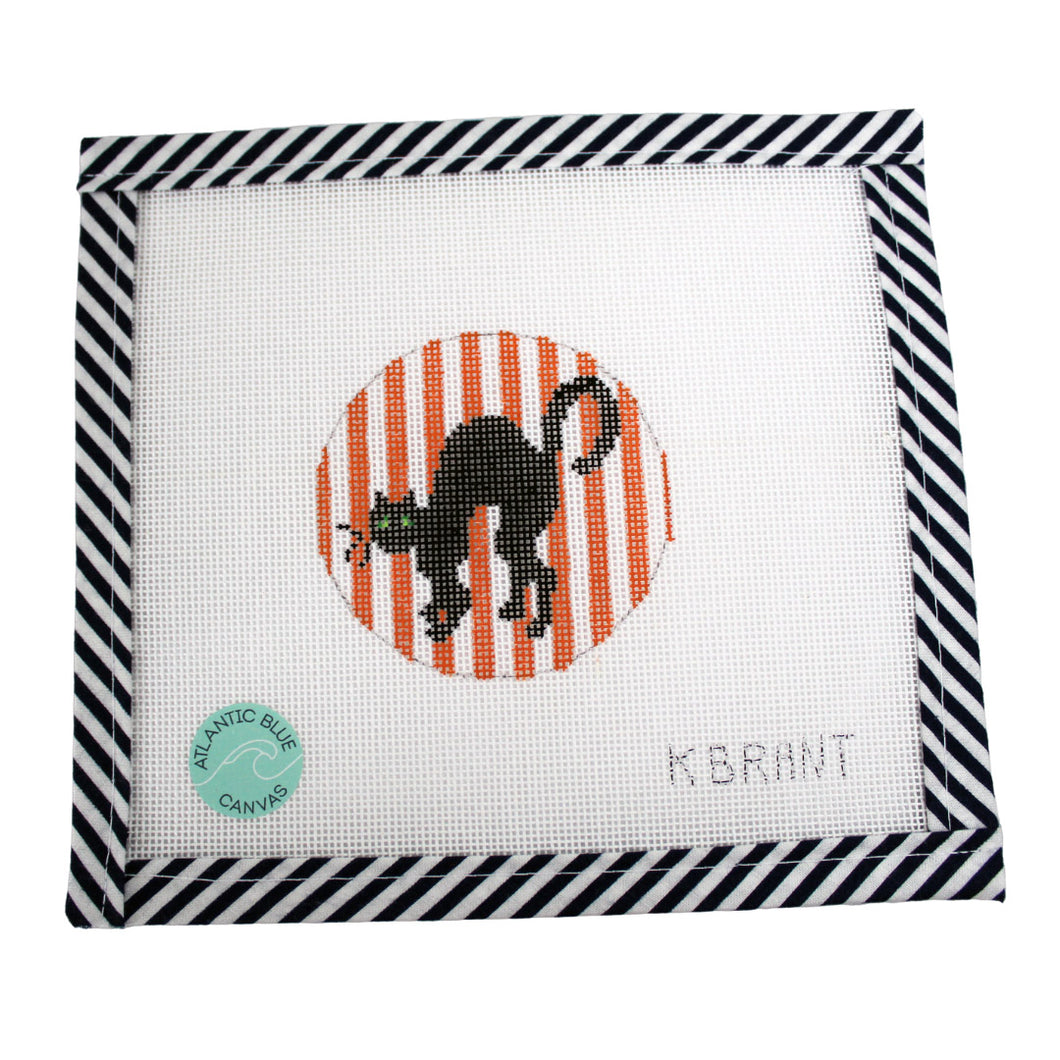 Spooky Cat Striped Round