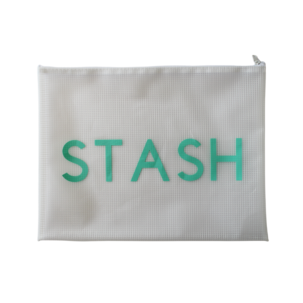 Large Bag - STASH - Blue Font - 11 x14