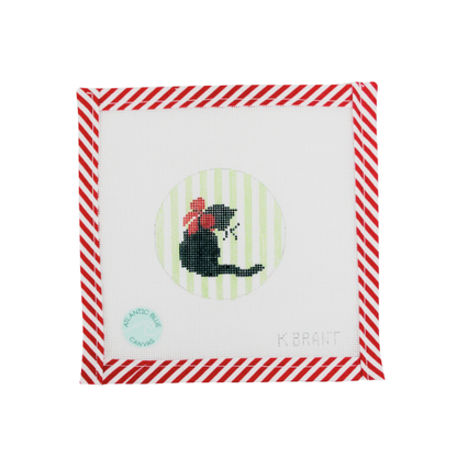 Holiday Cat Striped Round