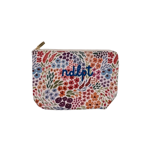 'ndlpt' Embroidered Small Project Pouch - Multi Floral