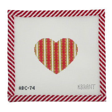 Striped Gold Heart - Red - Atlantic Blue Canvas