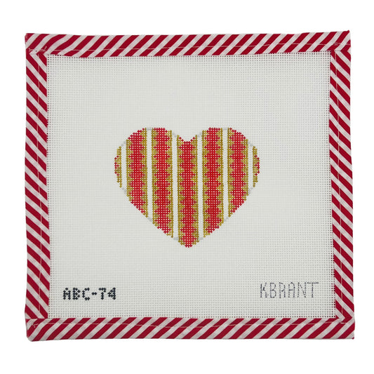 Striped Gold Heart - Red - Atlantic Blue Canvas