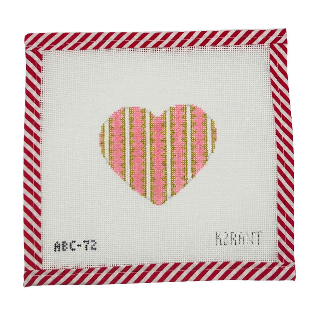 Striped Gold Heart - Pink - Atlantic Blue Canvas