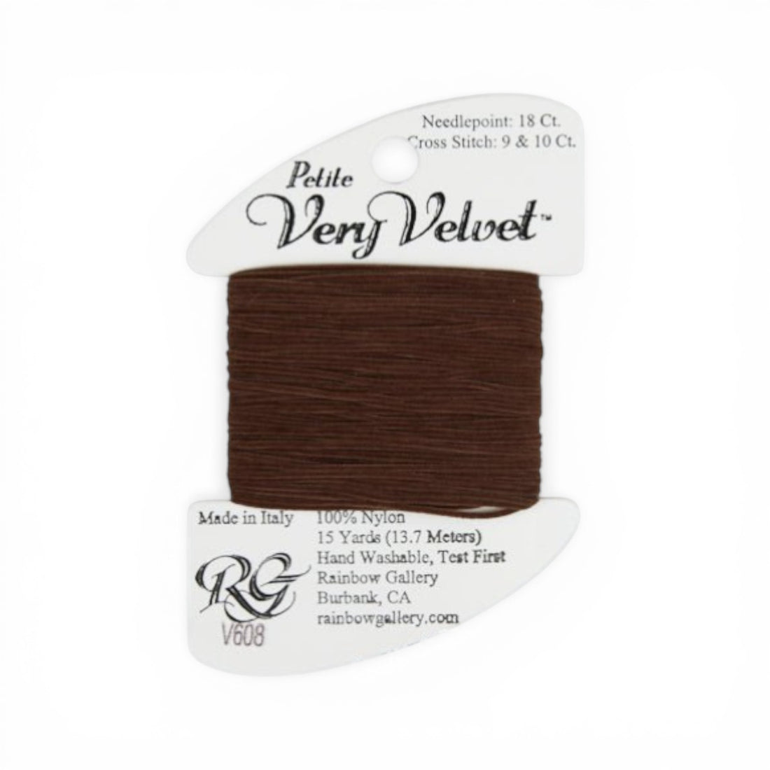 Atlantic Blue Canvas Petite Very Velvet dark brown 100% nylon thread for needlepoint and cross stitch.