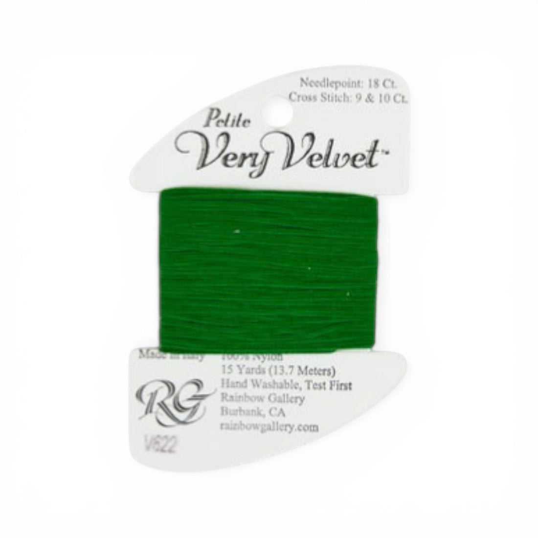 Atlantic Blue Canvas Petite Very Velvet green 100% nylon thread for needlepoint and cross stitch, 15 yards.