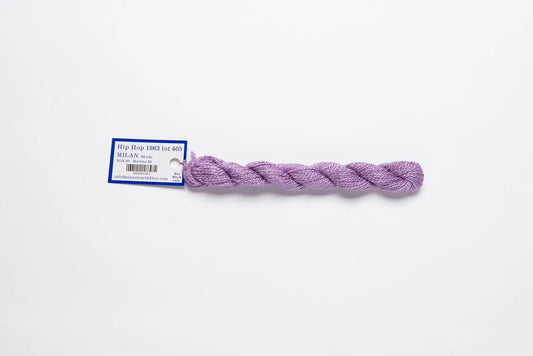Atlantic Blue Canvas Tilli Tomas Milan Skein in Hip Hop 1863, a lavender silk and merino wool blend yarn.