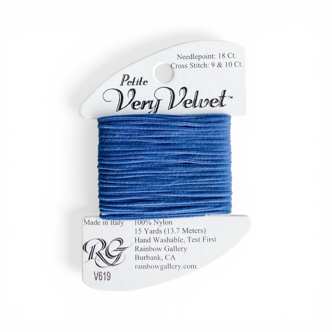 Atlantic Blue Canvas Petite Very Velvet V619, royal blue nylon thread for needlepoint and cross stitch.