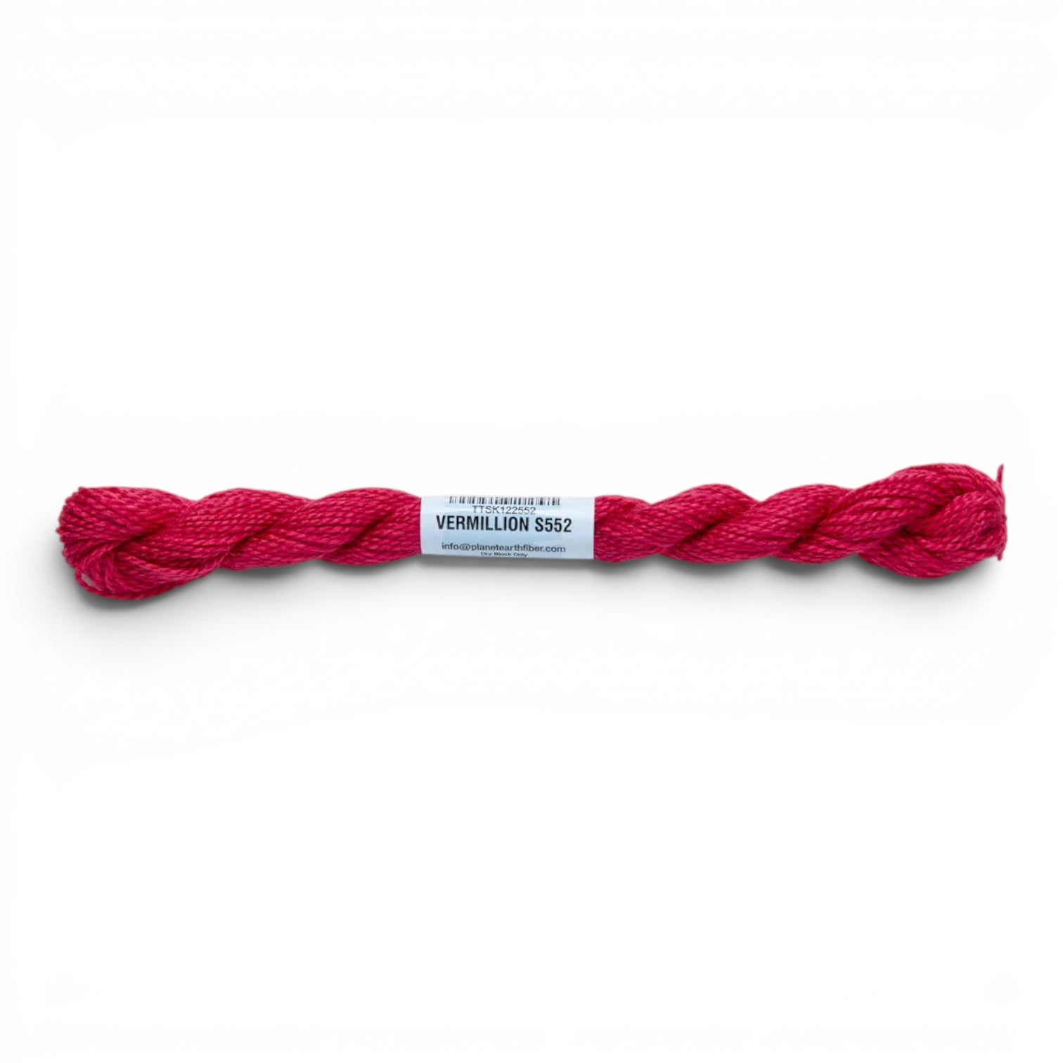 Atlantic Blue Canvas Essentials Skeins 552 Vermillion, a bright pink silk-blend embroidery thread for 18 mesh canvas.