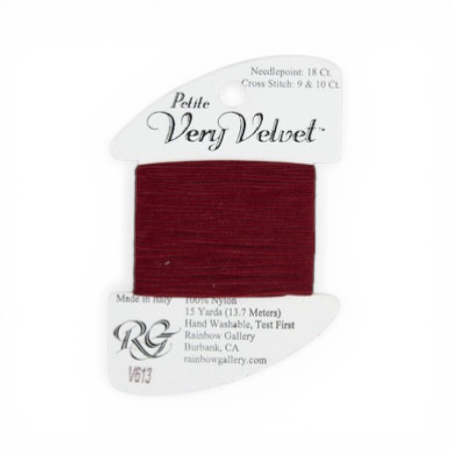 Atlantic Blue Canvas Petite Very Velvet burgundy nylon embroidery thread, 15 yards.