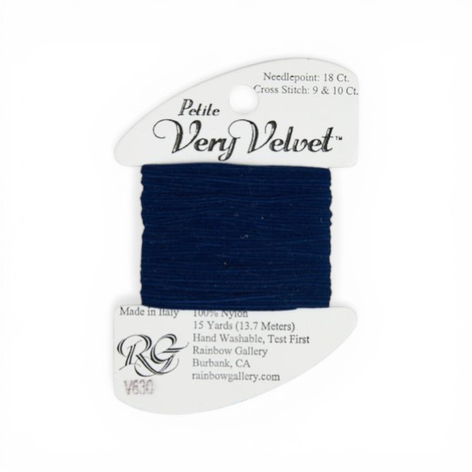 Atlantic Blue Canvas Petite Very Velvet navy 100% nylon embroidery floss, 15 yards.