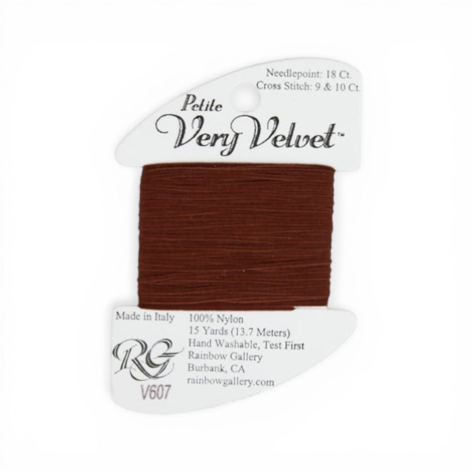 Atlantic Blue Canvas Petite Very Velvet warm brown 100% nylon thread for needlepoint and cross stitch.