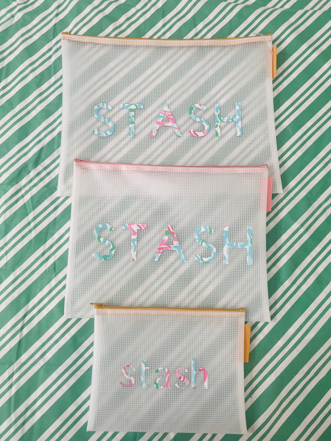 Bag Bundle - Set of 3 - STASH - Floral Font - Atlantic Blue Canvas