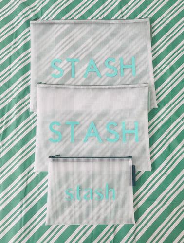 Bag Bundle - Set of 3 - STASH - Blue Font - Atlantic Blue Canvas