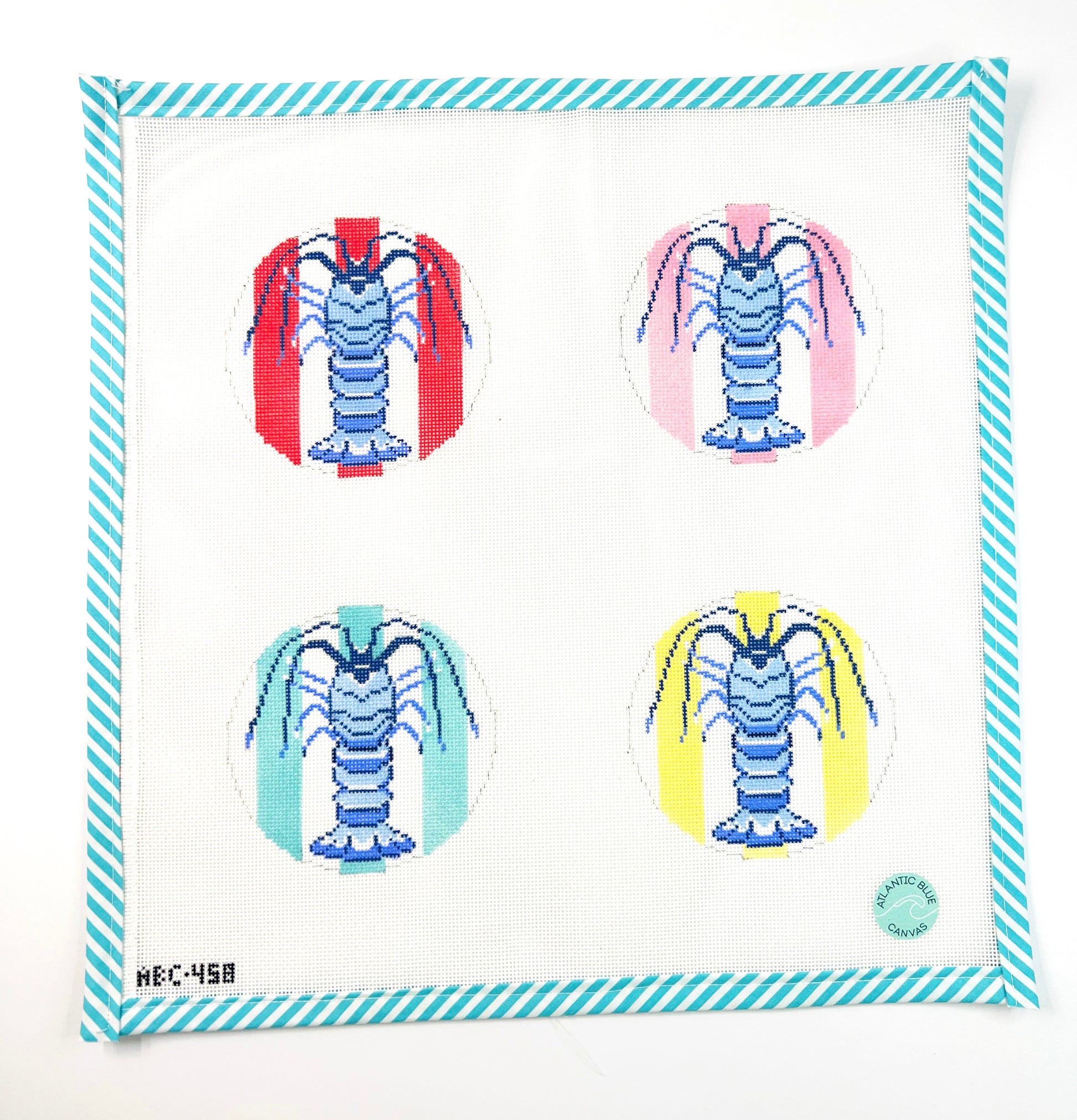 Florida Lobster Round - Set of 4 - Atlantic Blue Canvas