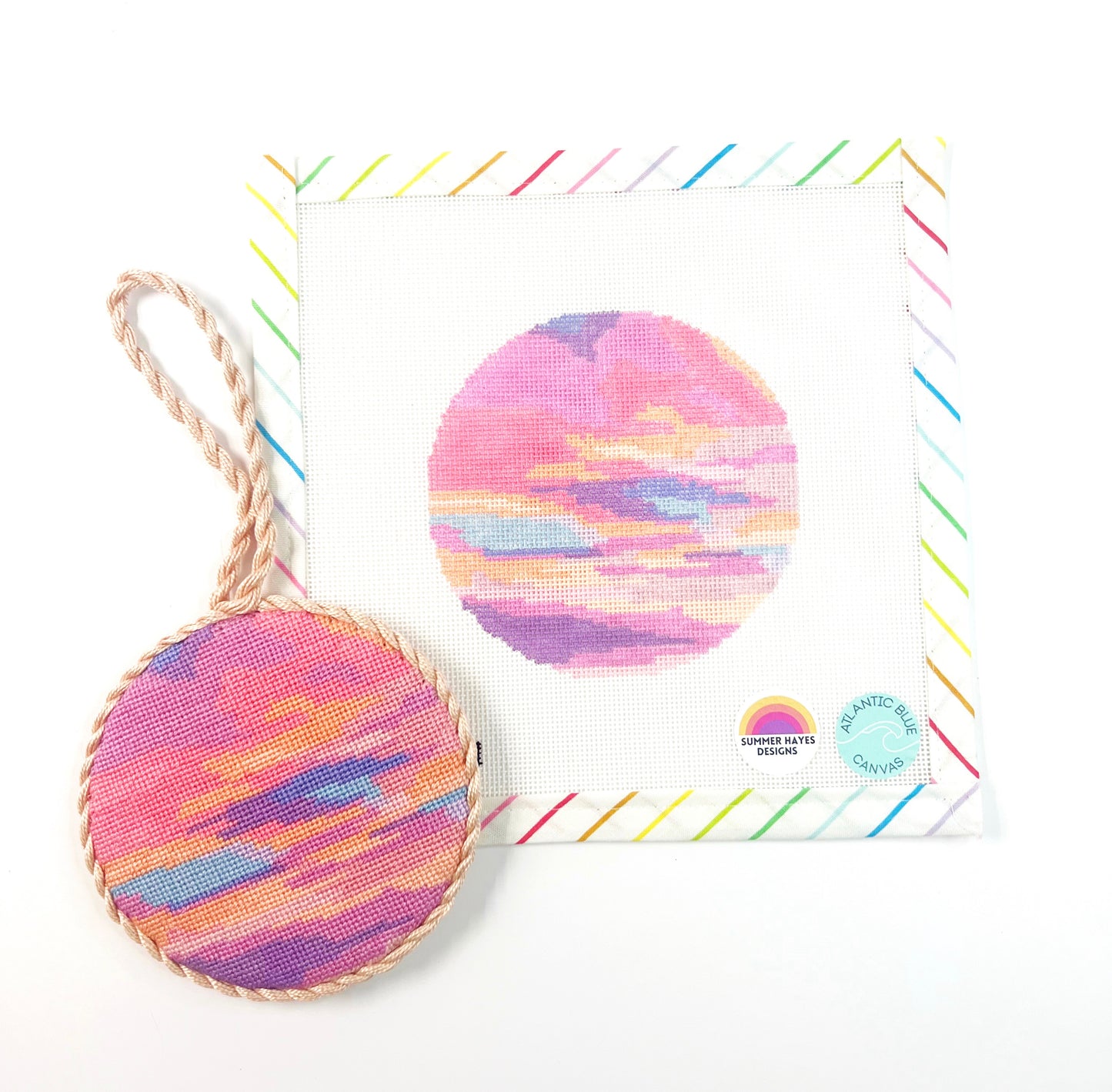 Carolina Cotton Candy Sky Round - Atlantic Blue Canvas