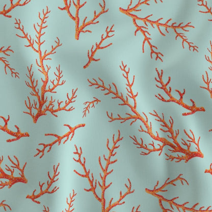 Blue and Orange Coral Fabric