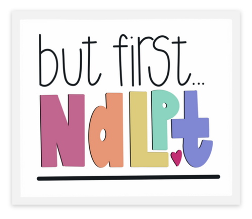 But First, NDLPT - Rainbow Sticker - Atlantic Blue Canvas