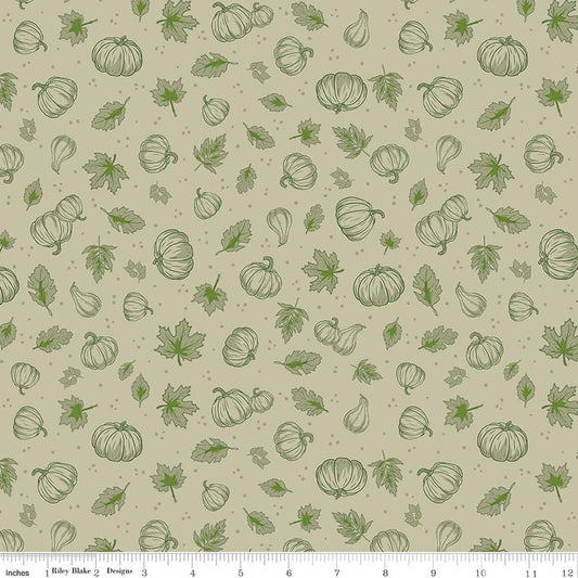 Cozy Autumn Pumpkins Meadow Fabric
