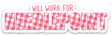 Will Work for Needlepoint Red Plaid Sticker