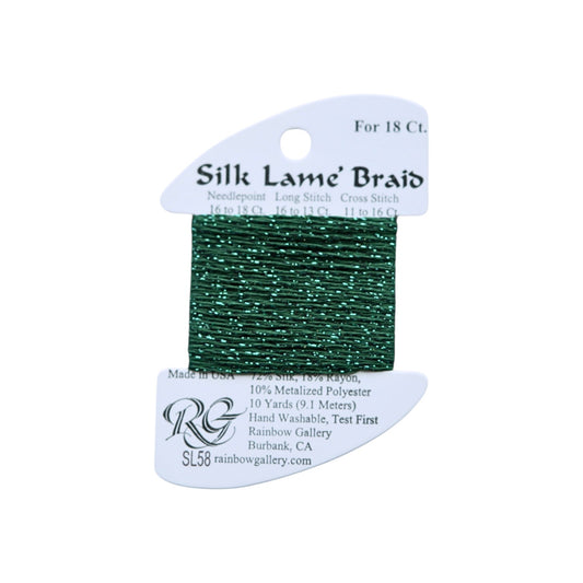 Silk Lame Braid SL58 Dark Christmas Green